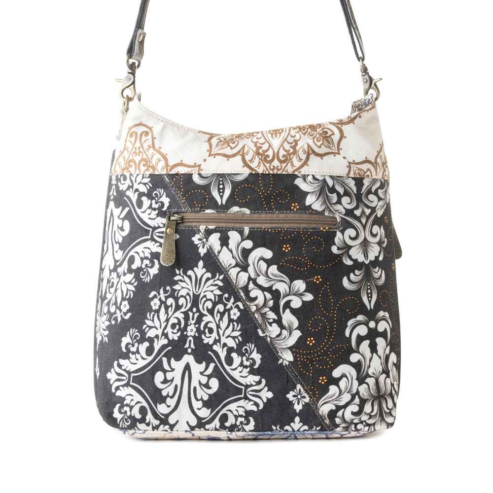 Myra Le Fleur Bel Cowgirl Shoulder Bag for Women in blue floral with leather and Concho details