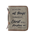 Myra Graceword Western Bible Cover in olive with flap closure and leather detail