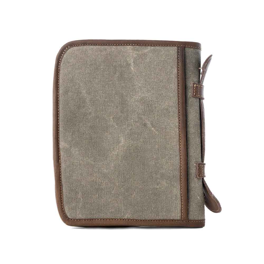 Myra Graceword Western Bible Cover in olive with flap closure and leather detail