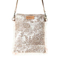 Myra Loom Tapestry vintage Crossbody Bag for Women in white with fringe detail