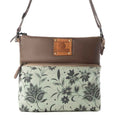 Myra Wildprint Trail upcycled canvas crossbody Bag for Women in sage with floral detail