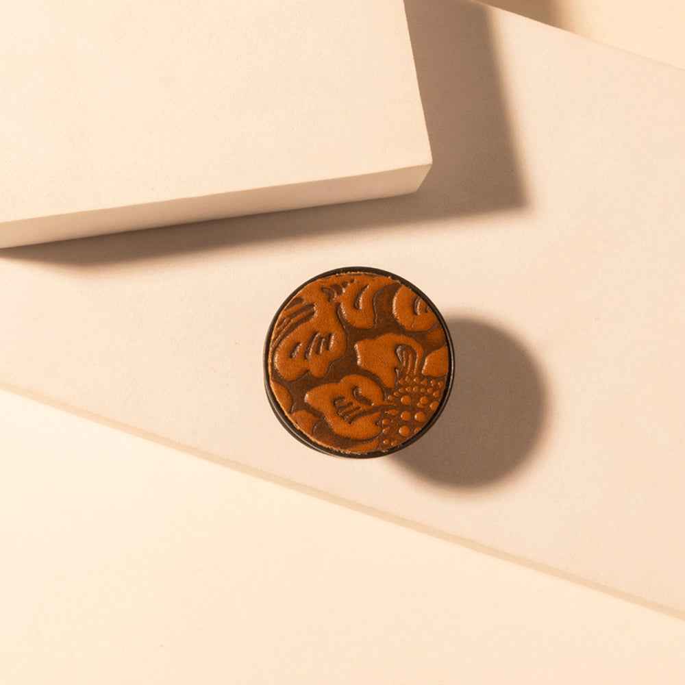 Myra Magnolia Trail Phone Socket for Women in brown with handtooled detail for everyday use