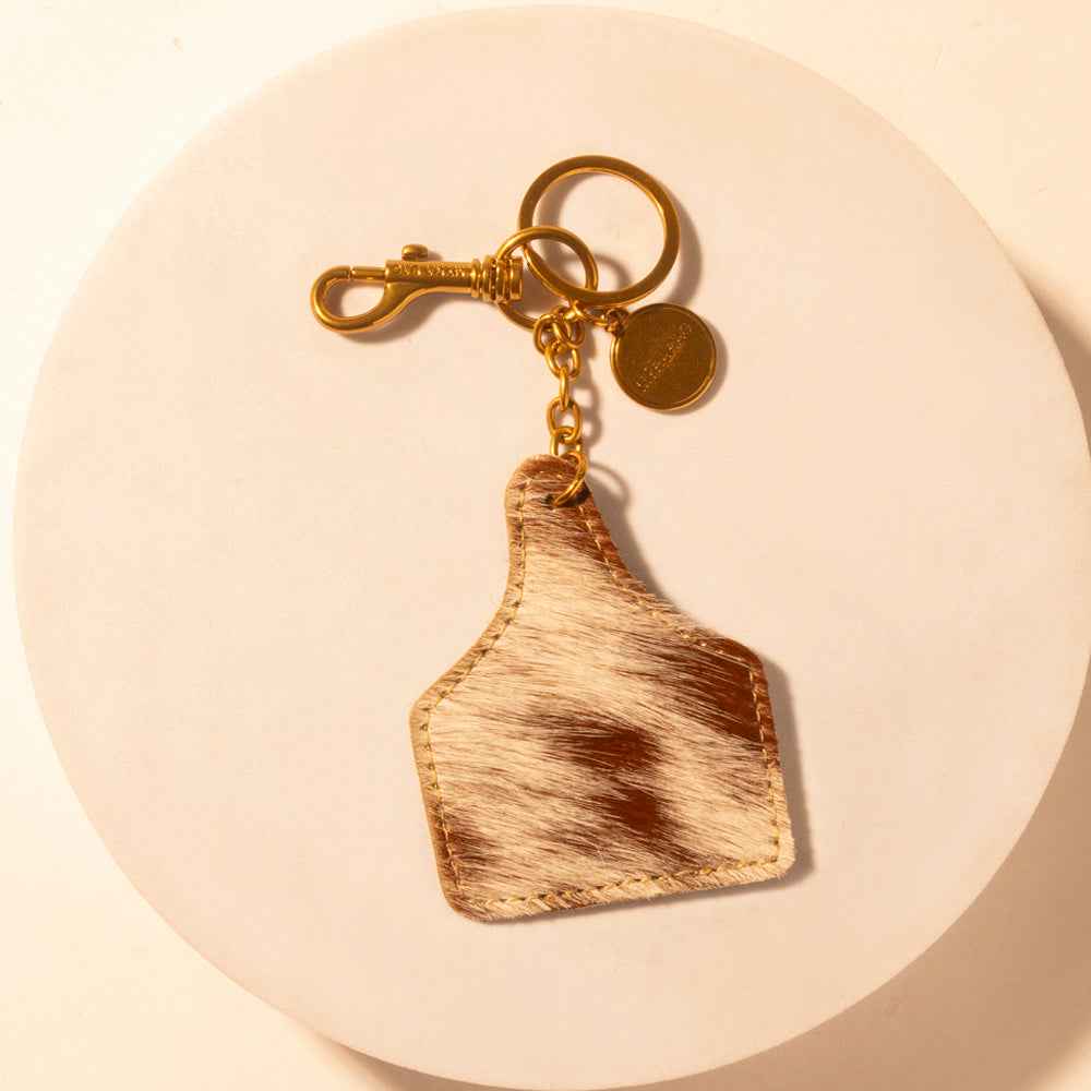 Myra Heifer Key Fob for Women in brown with hair-on detail for everyday western carry