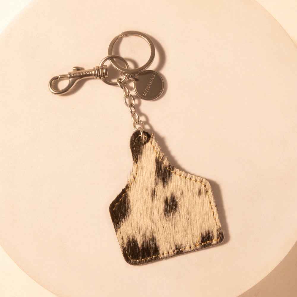 Myra Pinto Tag Key Fob for Women in black with hair-on detail for everyday western carry