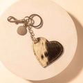 Myra Speckle Belle Heart Key Fob for Women in black with hair-on detail for everyday western carry