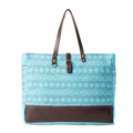 Myra Aztec Sky Western Weekender Bag for Women in turquoise with print detail