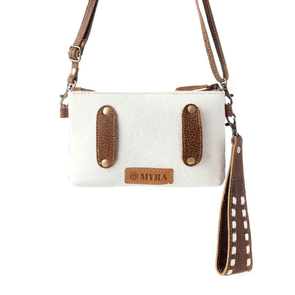Myra Frondtrail upcycled canvas Belt Bag for Women in ivory with leather detail