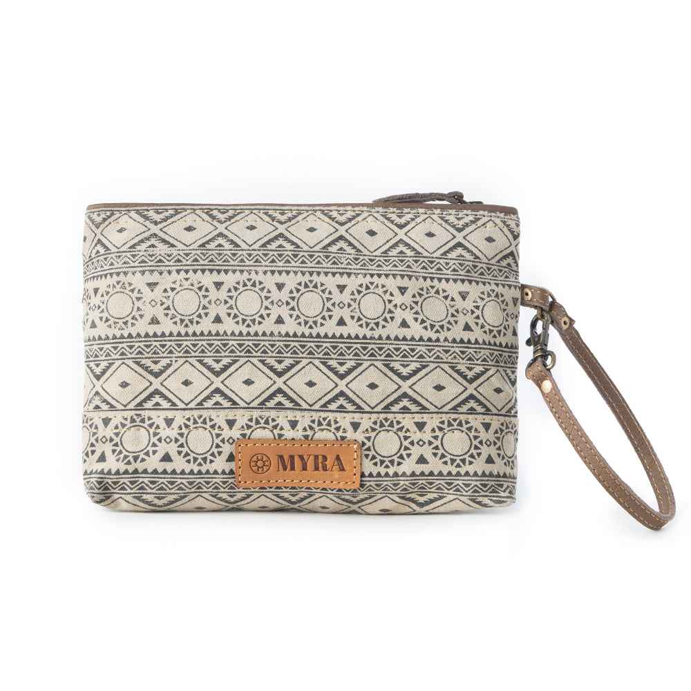 Myra Sundust Vintage Wristlet for Women in ivory with leather detail