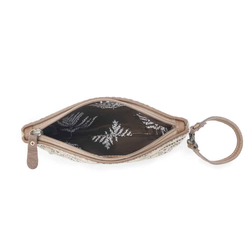 Myra Sundust Vintage Wristlet for Women in ivory with leather detail