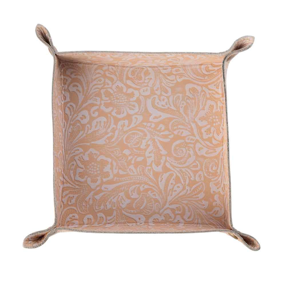 Myra Copperwind Leather Tray in Cream & Peach Floral