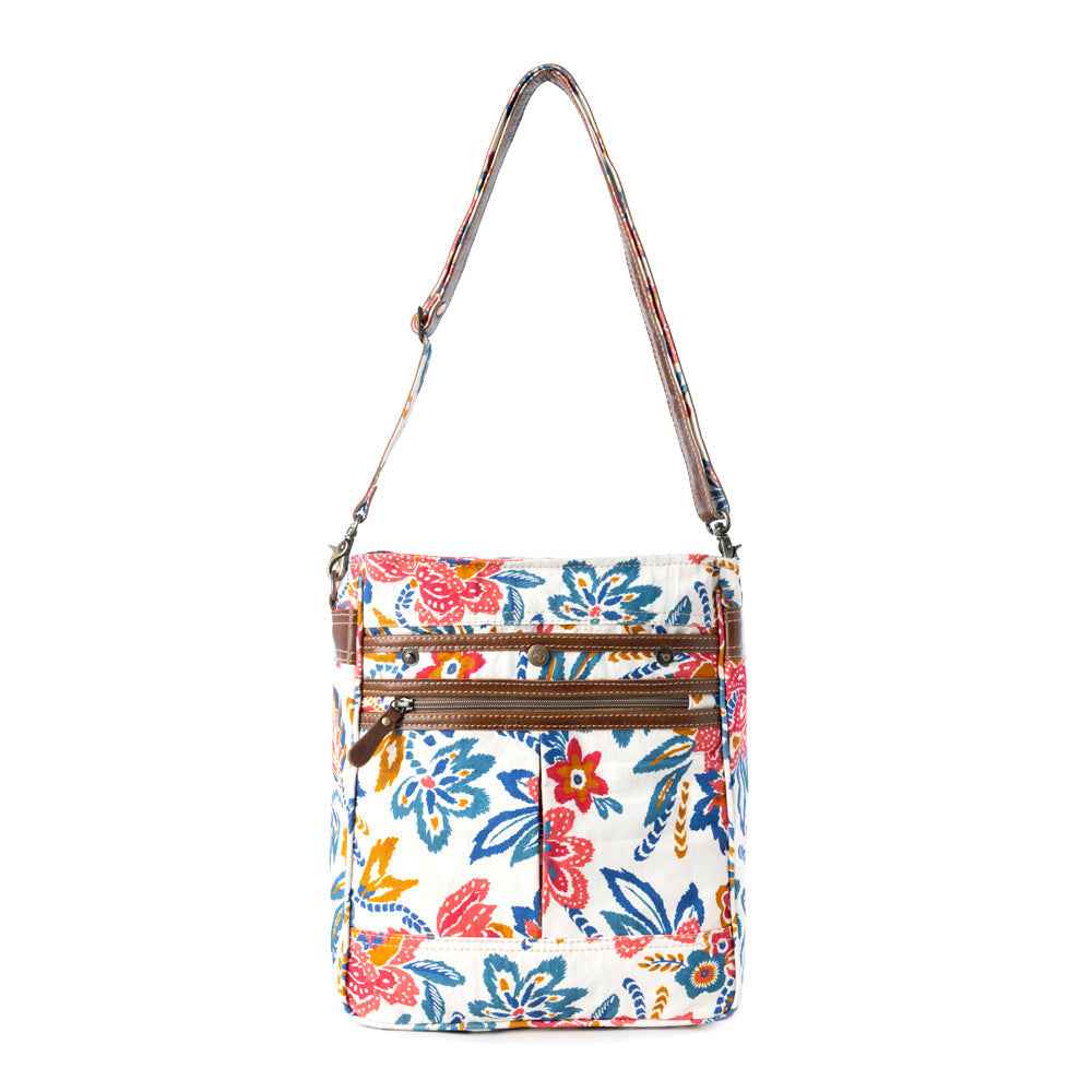 Myra Folkflora upcycled canvas concealed Carry Bag for Women in white