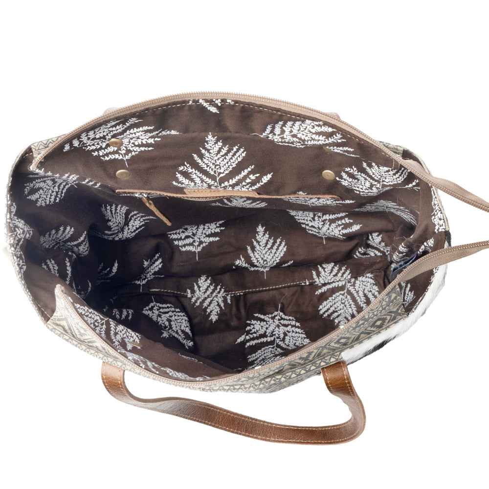 Myra Splithide Western Tote Bag for Women in olive with hairon detail