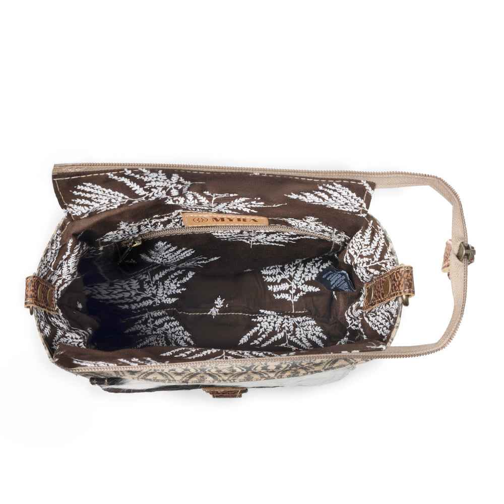 Myra Tribal Pony Western Crossbody Bag for Women in olive with hairon detail