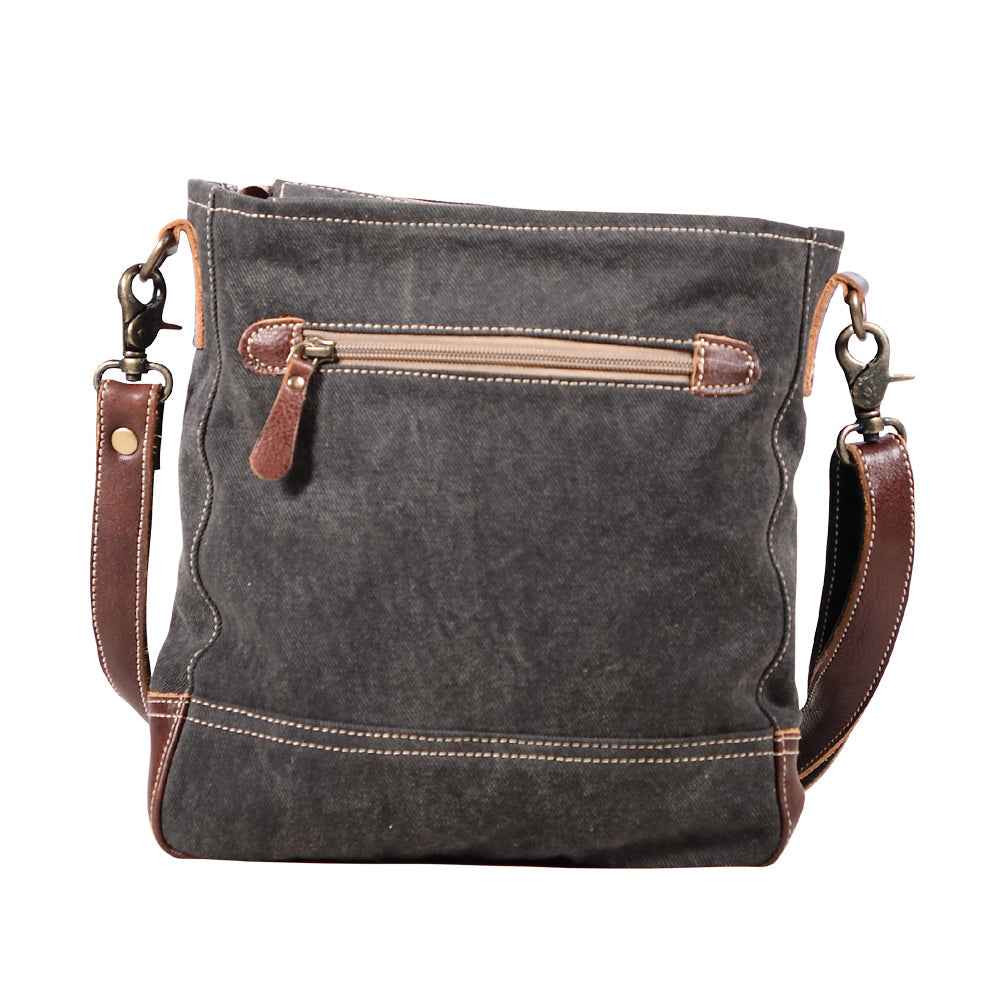 Myra Freaky Leather Shoulder Bag - Tribal Floral Print with Leather Trim for Everyday Bohemian Chic