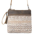 Myra Contentent Aztec Sling Bag for Women – Patterned Canvas, Brown Leather Trim, Crossbody for Everyday Western Look