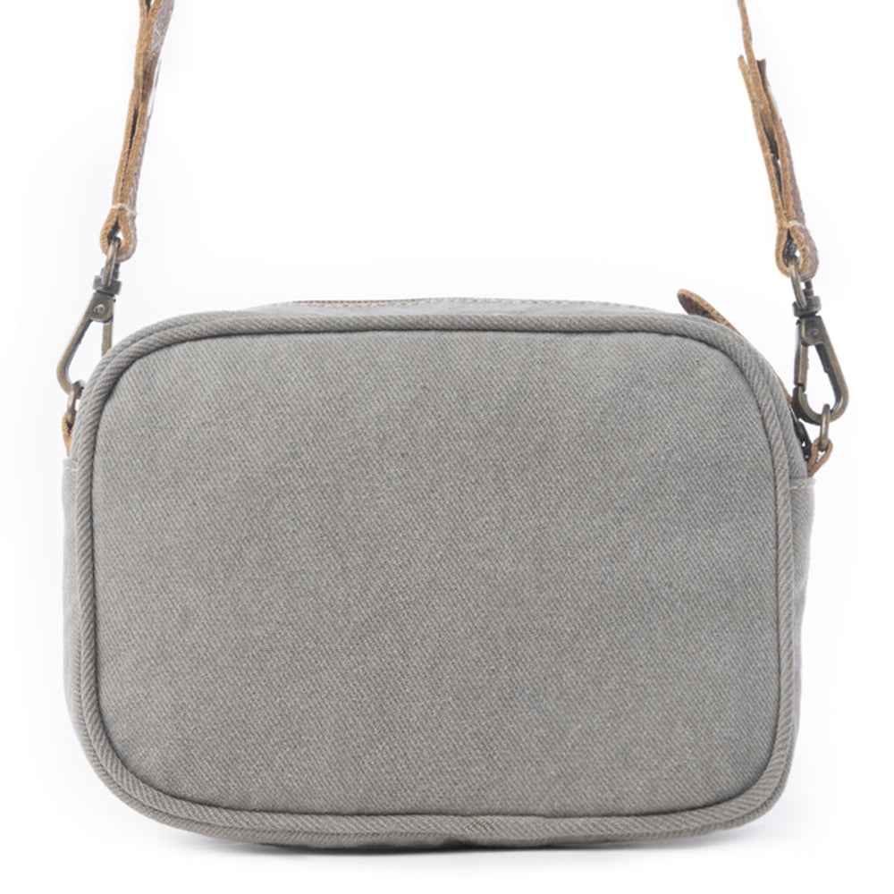 Myra Temptation Tribal Pattern Small Crossbody Bag for Women â€“ Geometric Canvas Front, Adjustable Leather Strap for Everyday Western Style
