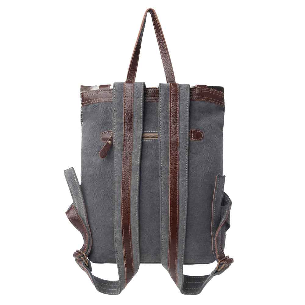 Myra Vibe with Me Hairon Canvas Backpack for Women Mandala Print, Leather Straps for Boho Travel & Western Day Trips