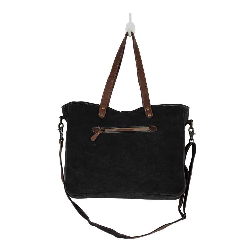 Myra Mystique Canvas Leather Messenger Bag - Dual Strap Floral Satchel with Vintage Print and Adjustable Crossbody Design