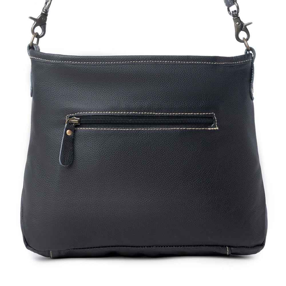 ANTIQUATED  LEATHER AND HAIRON BAG