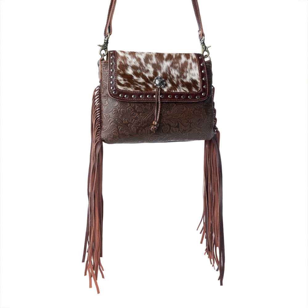 Carved Blossoms Leather & Hairon Bag