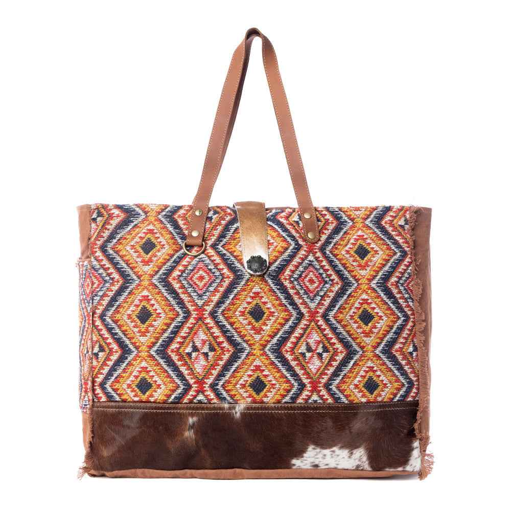 Geometric Blues Weekender Bag
