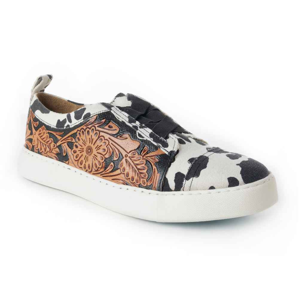 Women Limited Edition Cowprint with Handtooling Sneaker