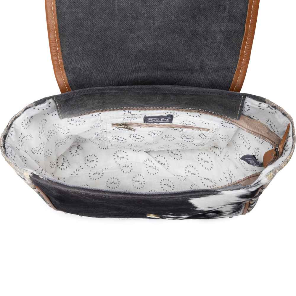 Bison Ridge Backpack Bag With Hair-On Hide
