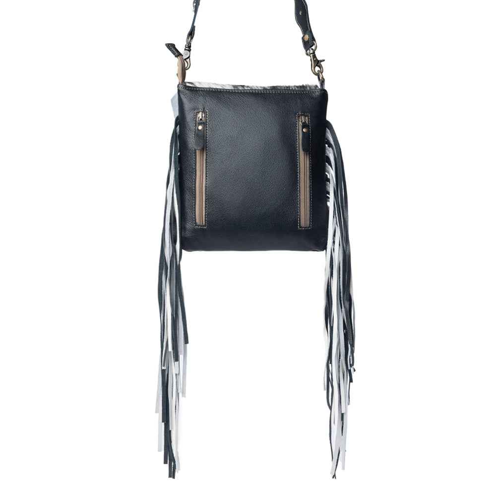 Myra Corral Tempo Leather Concealed Carry Sling  - Fringed Hairon Crossbody Bag with Adjustable Strap for Rugged Touch