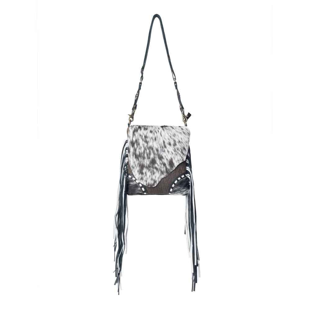 Myra Corral Tempo Leather Concealed Carry Sling  - Fringed Hairon Crossbody Bag with Adjustable Strap for Rugged Touch
