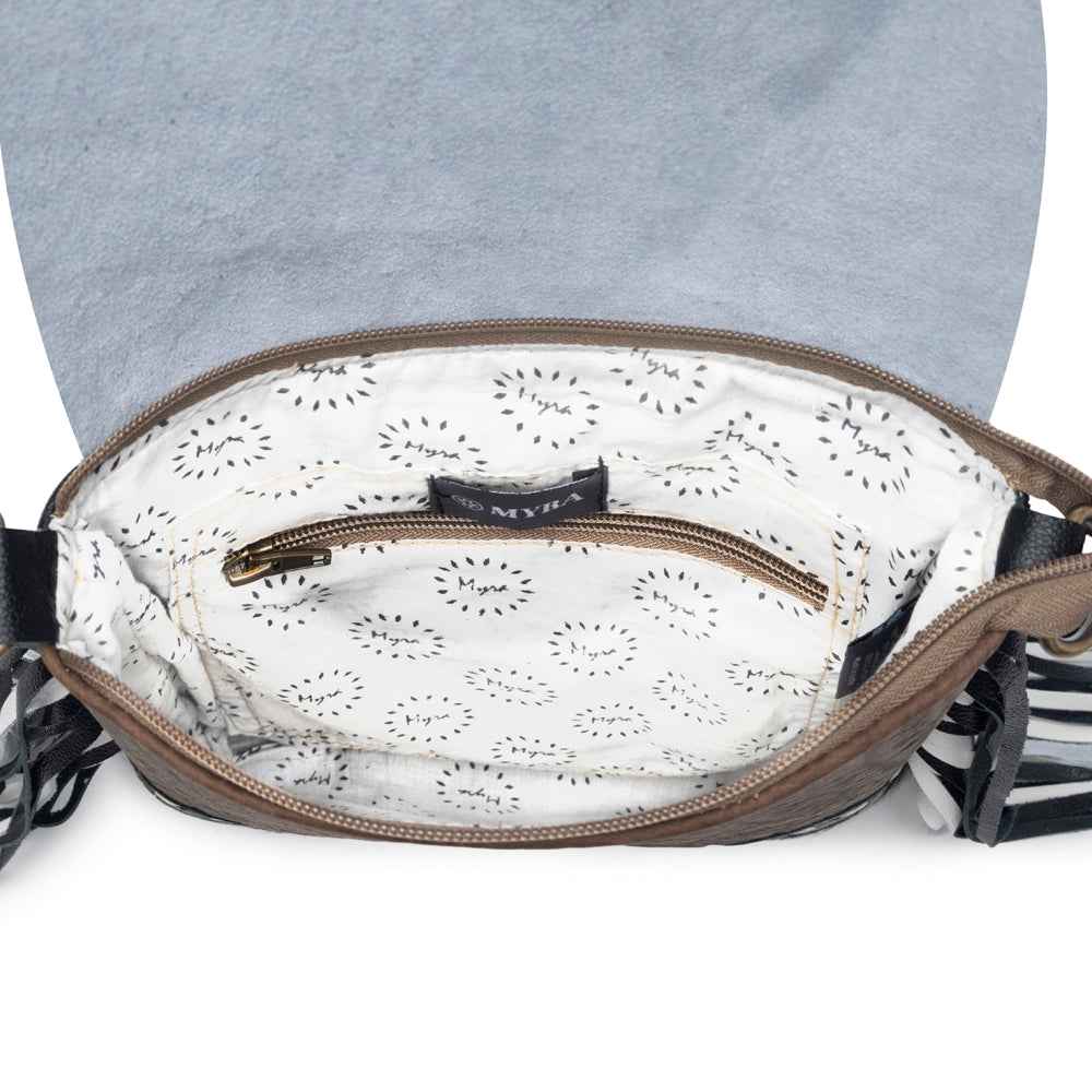 Myra Corral Tempo Leather Concealed Carry Sling  - Fringed Hairon Crossbody Bag with Adjustable Strap for Rugged Touch