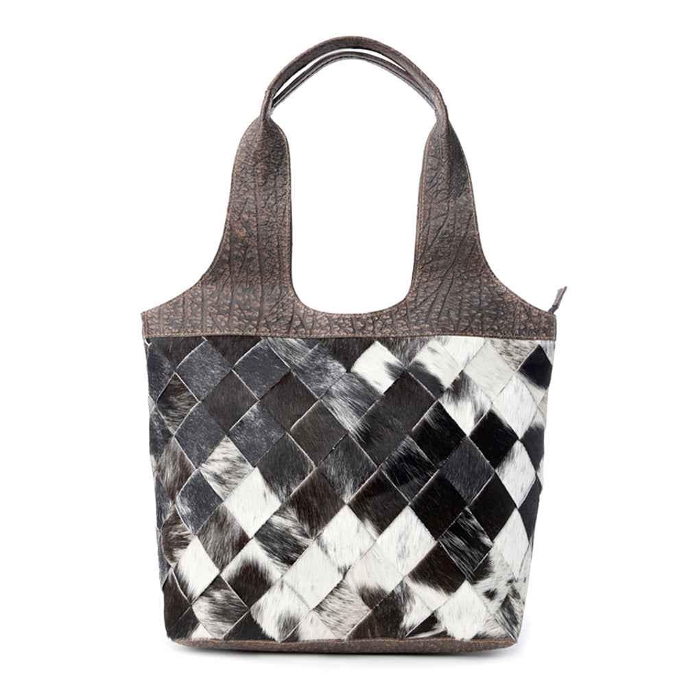 Pecos Wind Weave Pattern Leather & Hairon Bag