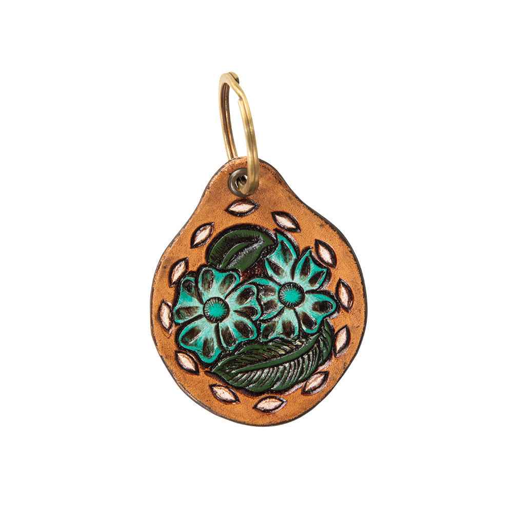 Belle Blooms Hand-Tooled Key Fob