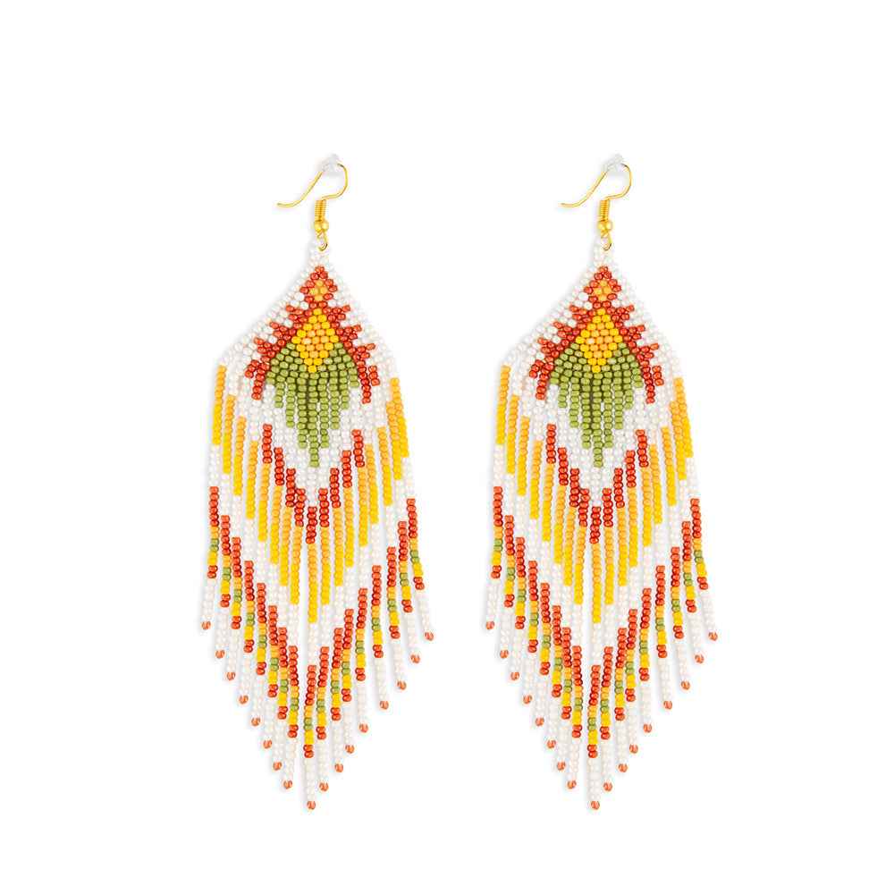 Rain Dance Beaded Earrings In Corn Yellow