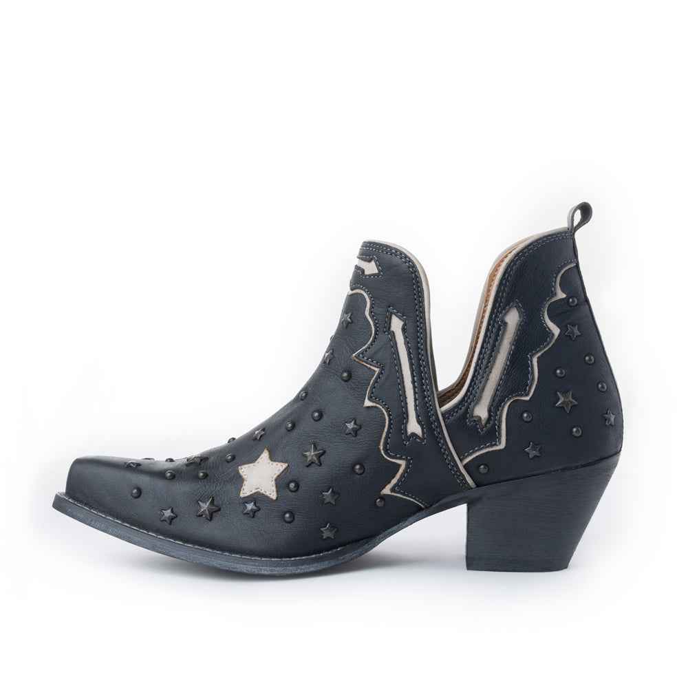 Myra Lone Star Sky Leather Rodeo Boots - Spilt-Top Handstitched Western Boots with Stud Detail for Rodeo Elegance