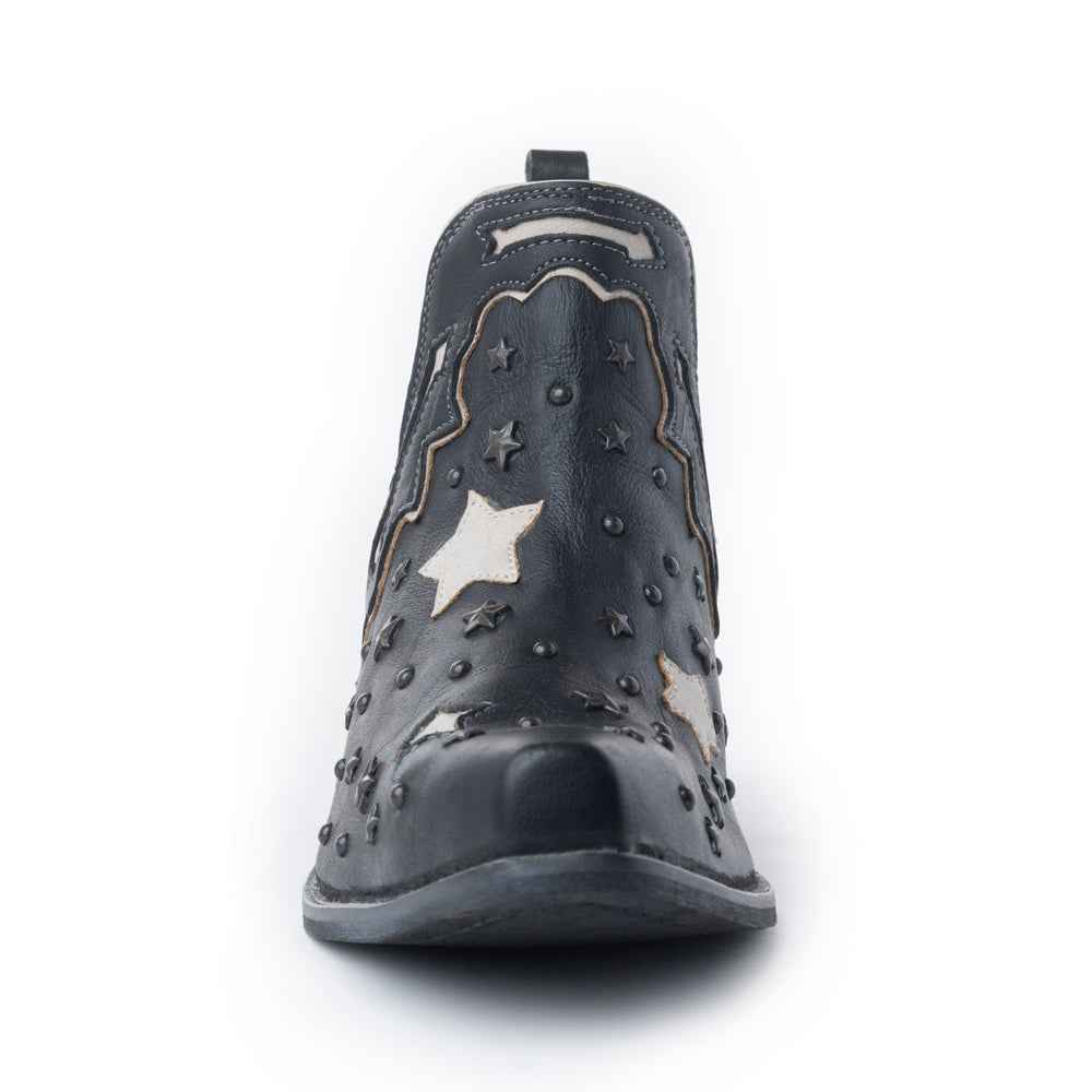 Myra Lone Star Sky Leather Rodeo Boots - Spilt-Top Handstitched Western Boots with Stud Detail for Rodeo Elegance