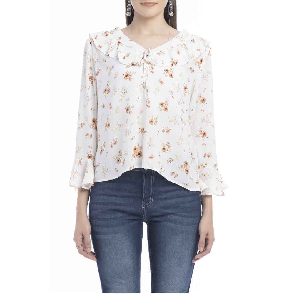 Delicate Roses V-Neck Top
