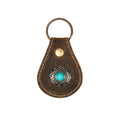 Concho Antiqued Leather Key Fob