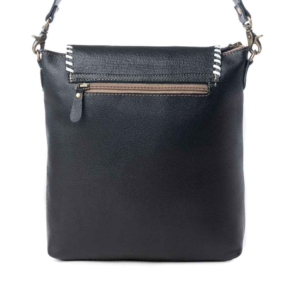 Myra Spirit of the Herd Hairon Leather Bag for Women Western Cowhide Purse with Intricate Tooling