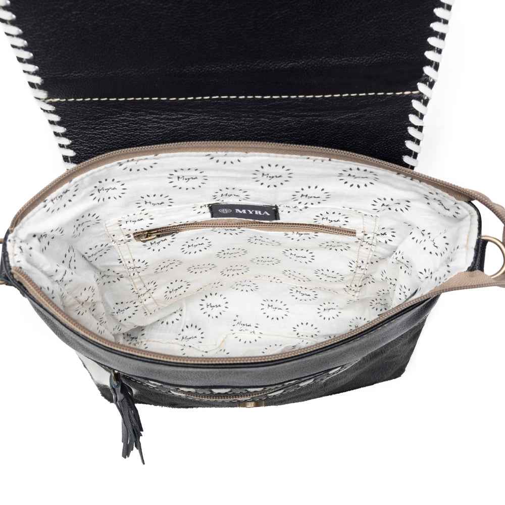 Myra Spirit of the Herd Hairon Leather Bag for Women Western Cowhide Purse with Intricate Tooling
