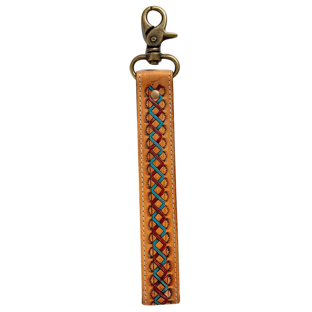 Southwest Braid Hand-Tooled Strap Key Fob