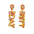 Happy Bday Beaded Earrings