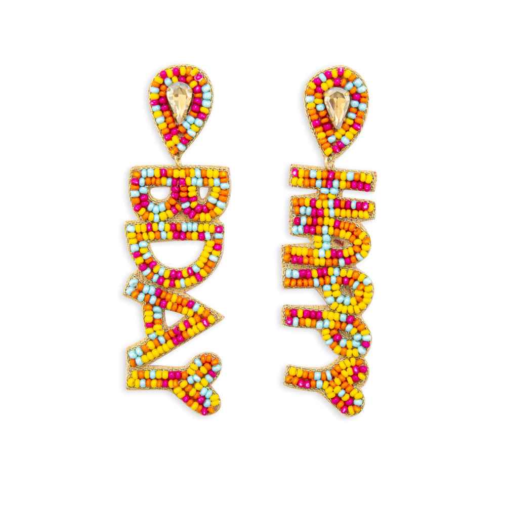 Happy Bday Beaded Earrings