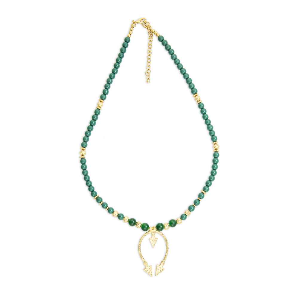 Looping Arrow Faux Malachite Necklace