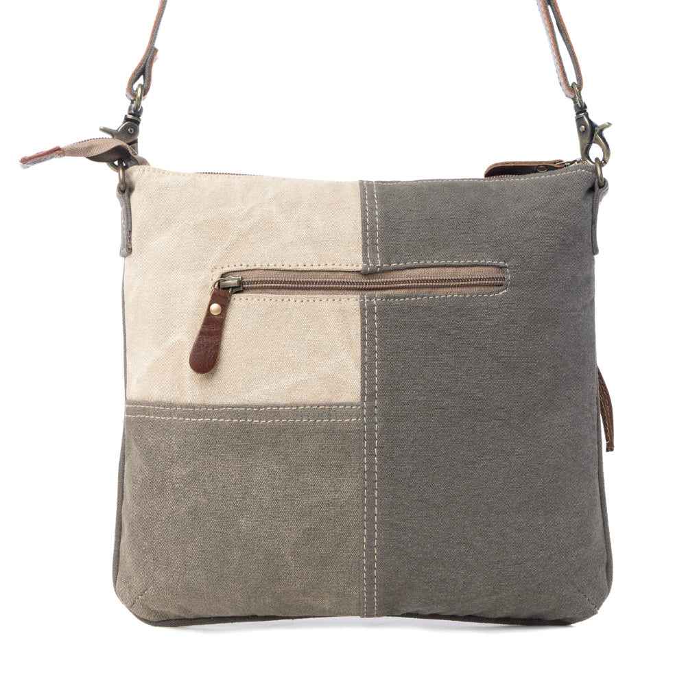 Myra Seeds of Love Crossbody Bag - Vintage Patch Leather Shoulder Bag with Zippered Pockets for Western Style