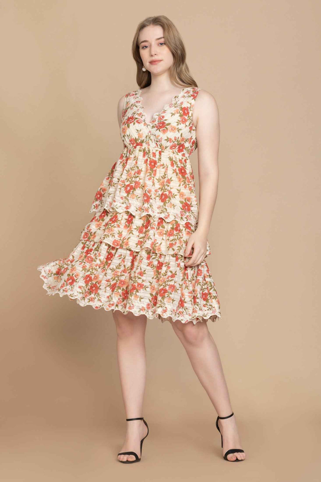 Bohera Silvianna V-Neck Tieried Skirt Dress