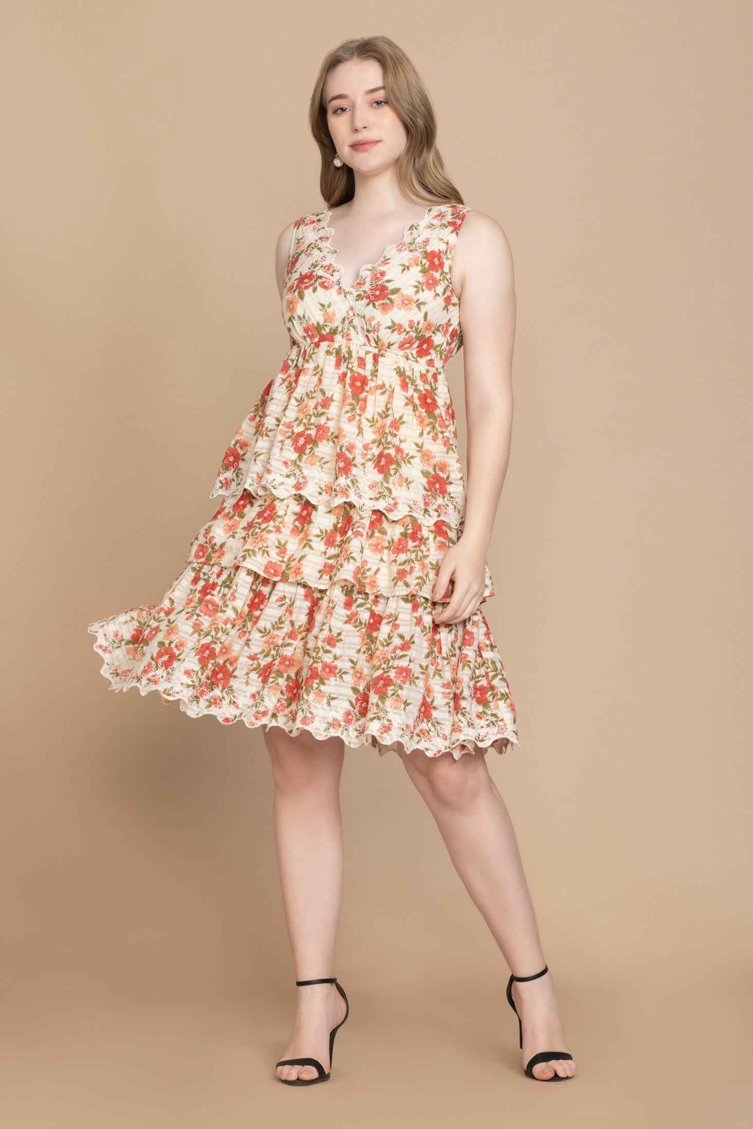 Bohera Silvianna V-Neck Tieried Skirt Dress