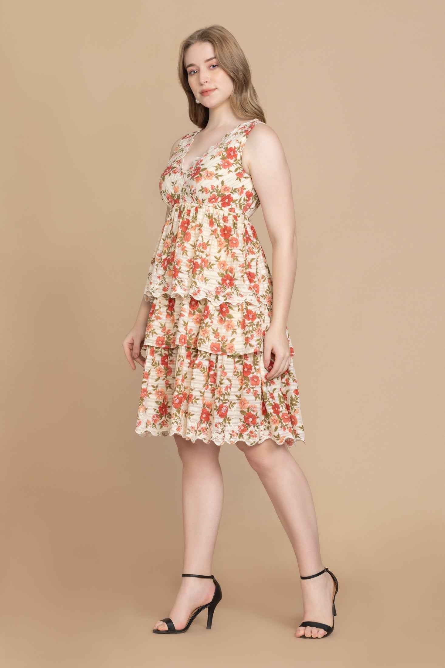 Bohera Silvianna V-Neck Tieried Skirt Dress