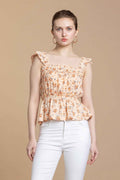 Bohera Sashiko Floral Peplum Top