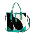 Pecos Pointe Canvas & Hairon Bag In Turquoise