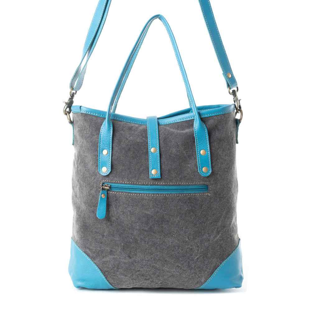Pecos Pointe Canvas & Hairon Bag In Blue